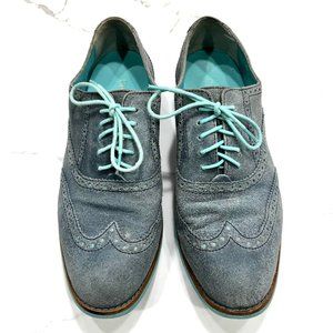 COLE HAAN Light Blue Suede Shoes Wingtip Oxfords